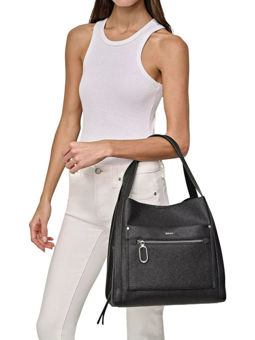 DKNY Nala Women's Magnetic Closure Medium Size Black Hobo (MSRP $198) - Picture 2 of 11